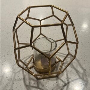 Vintage inspired candle holder gold 6.25 inches tall decorative metal